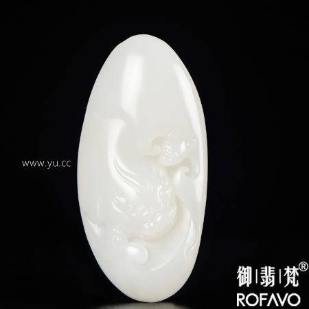 吴新观大师作品 新疆和田玉黄皮羊脂白玉籽玉挂件 福从天降 43.8克
