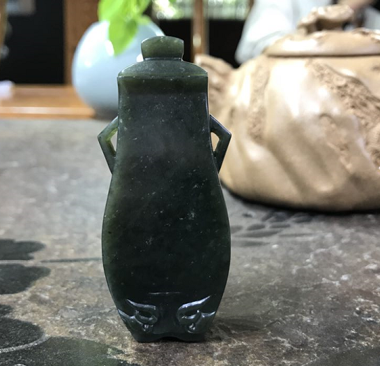 新疆和田玉青玉籽玉摆件 器皿 52.1克
