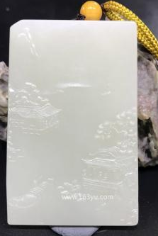新疆和田玉原毛孔皮白玉籽玉玉牌 渔舟唱晚
