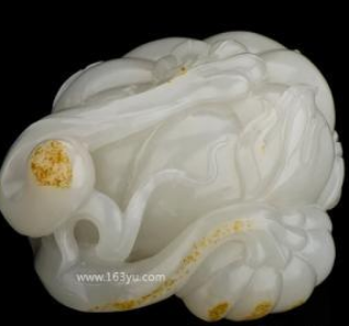 新疆和田玉枣红皮一级白白玉籽玉把件 瓜瓞绵绵