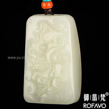 宋瑶大师作品 新疆和田玉黄皮白玉籽玉把件 守护 106克