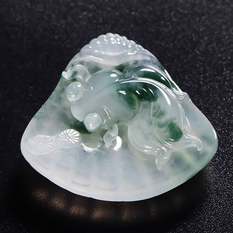 冰种飘花挂件 金玉满堂