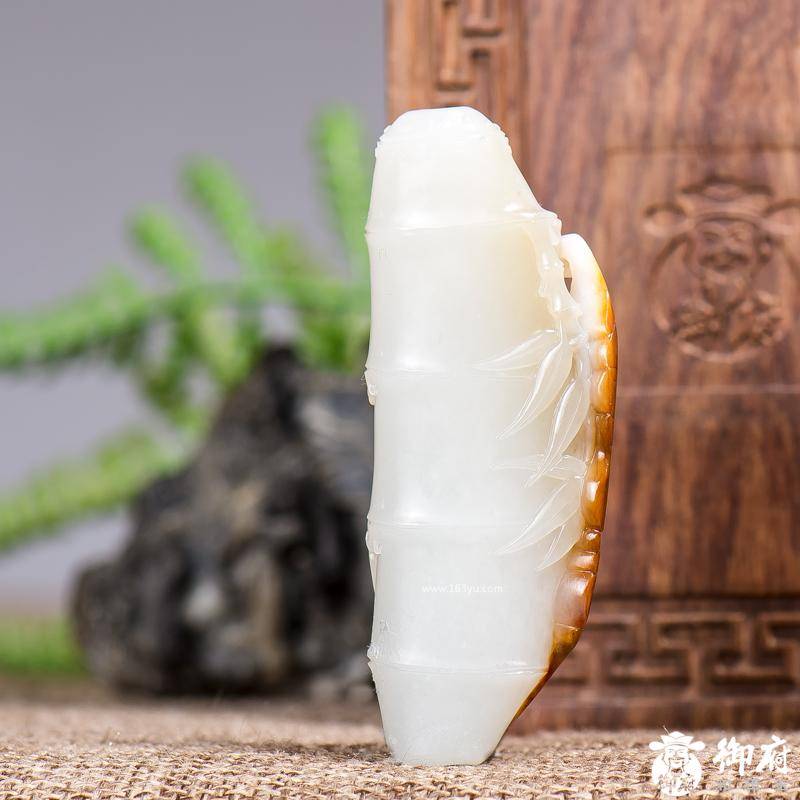 新疆和田玉白玉枣红皮白玉籽玉挂件 祝福 29.5克