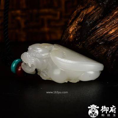 新疆和田玉原毛孔皮白玉籽玉挂件 龙龟 14克