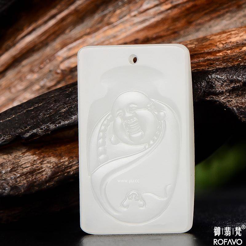新疆和田玉一级白白玉籽玉挂件 抬头见福 5.3克