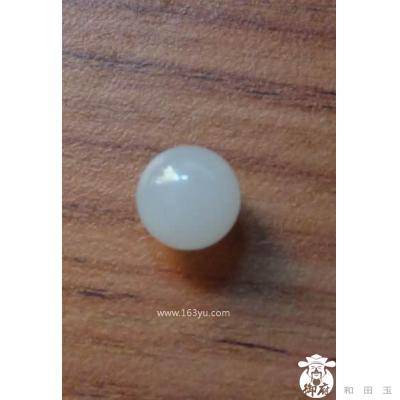 新疆和田玉原毛孔皮白玉籽玉手链 圆珠手串 1.1克