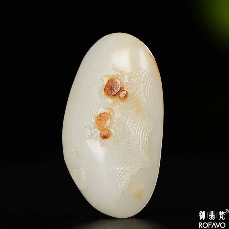 新疆和田玉枣红皮白玉籽玉挂件 知足常乐14克