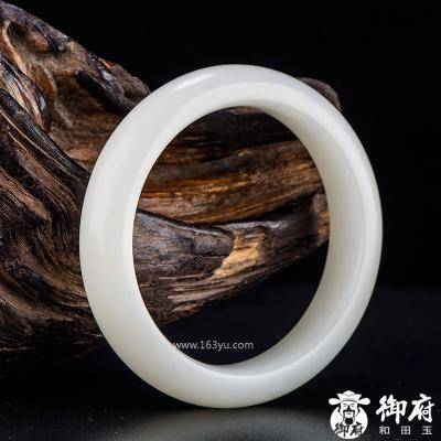 新疆和田玉原毛孔皮一级白白玉籽玉 手镯 内径58mm 68.2克