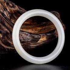 新疆和田玉原毛孔皮白玉籽玉 手镯 内径58.5mm 53.5克