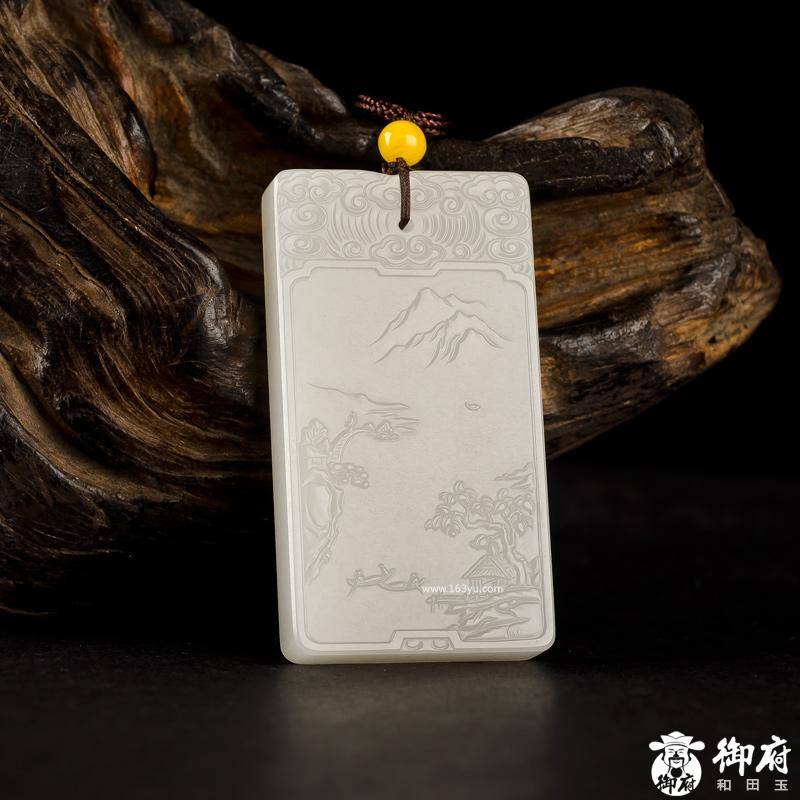 新疆和田玉白玉籽玉玉牌 泛舟 50.4克