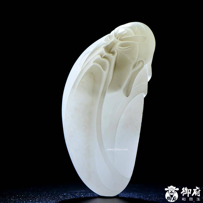 新疆和田玉原毛孔皮一级白白玉籽玉挂件 关公 17.5克