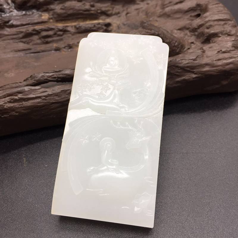 新疆和田玉原毛孔皮白玉籽玉玉牌 悟道