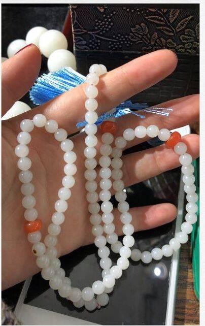 白玉圆珠108手链
