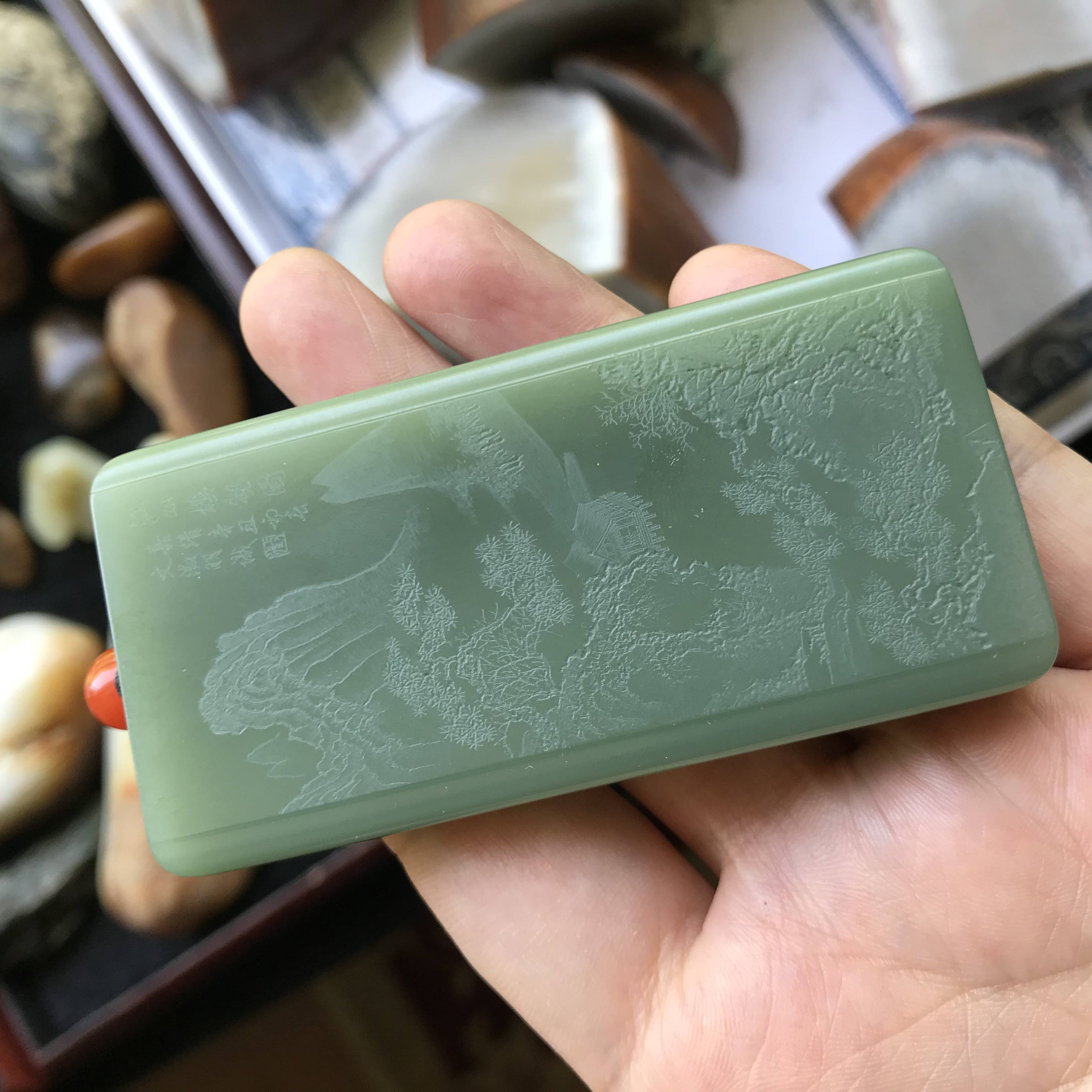 青玉山水牌