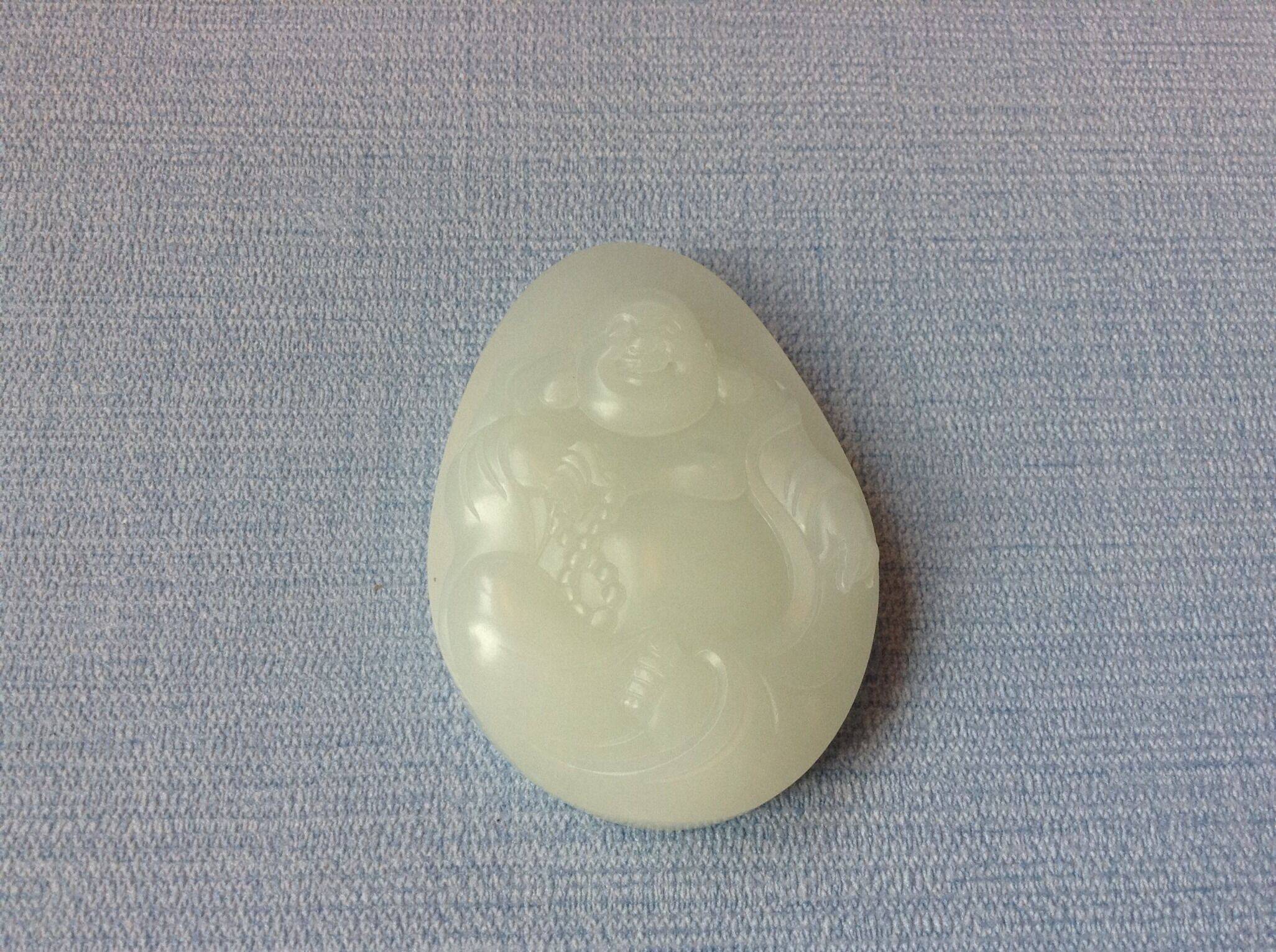 新疆和田玉原毛孔皮一级白玉籽玉玉牌 弥勒