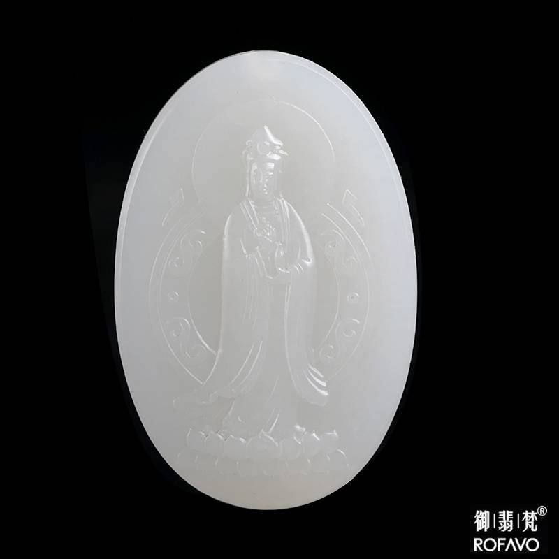 新疆和田玉白玉籽玉玉牌 观音 30.4克