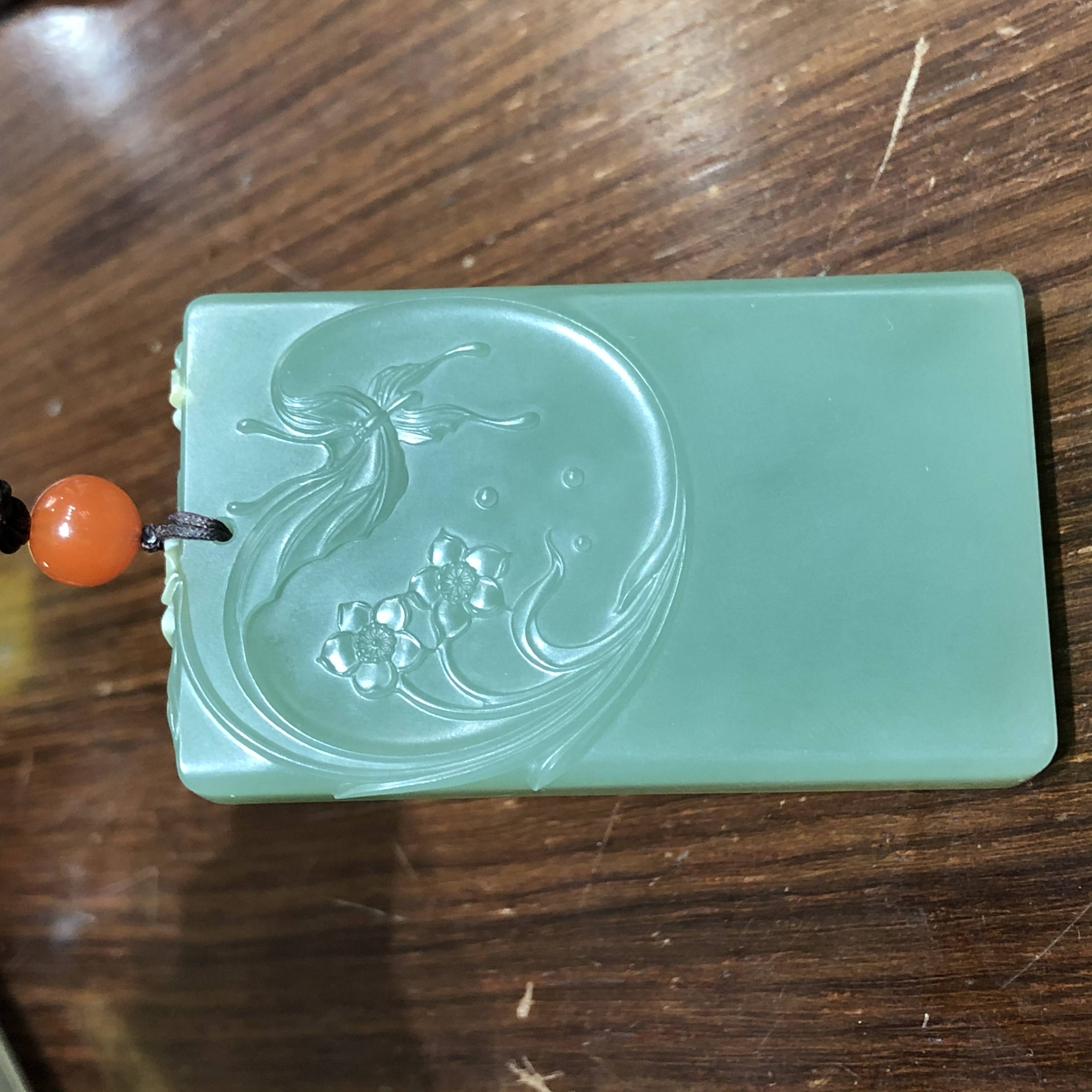 新疆和田玉青玉玉牌 蝶恋花 66g