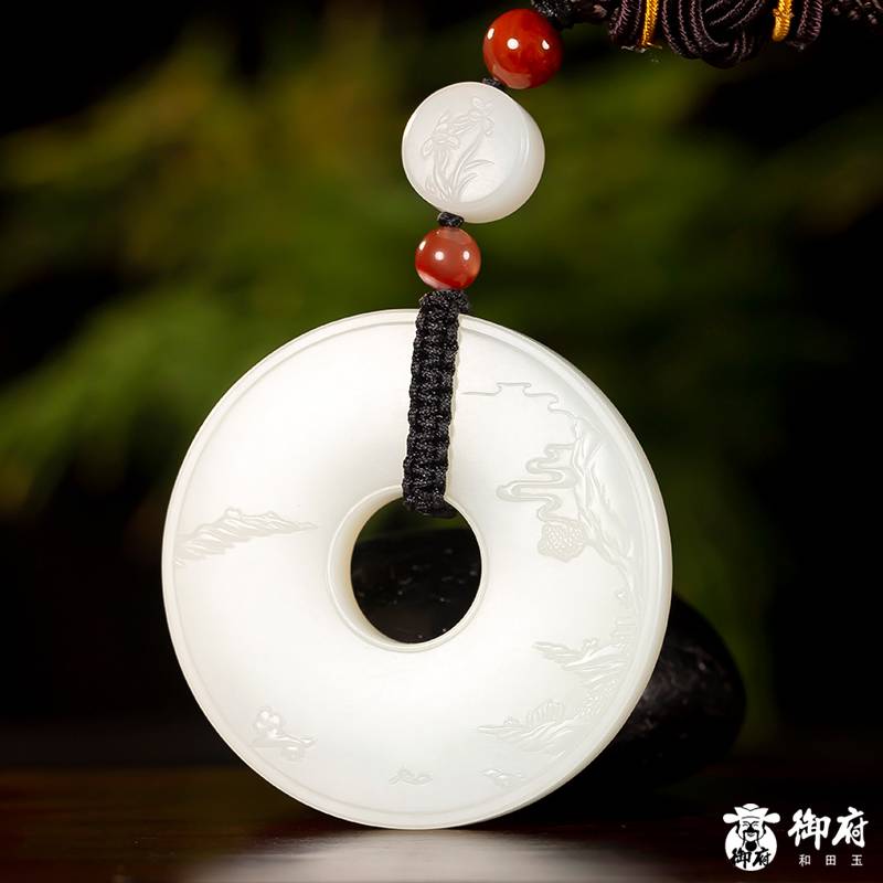 新疆和田玉一级白玉籽玉玉环 大好河山 56.2克