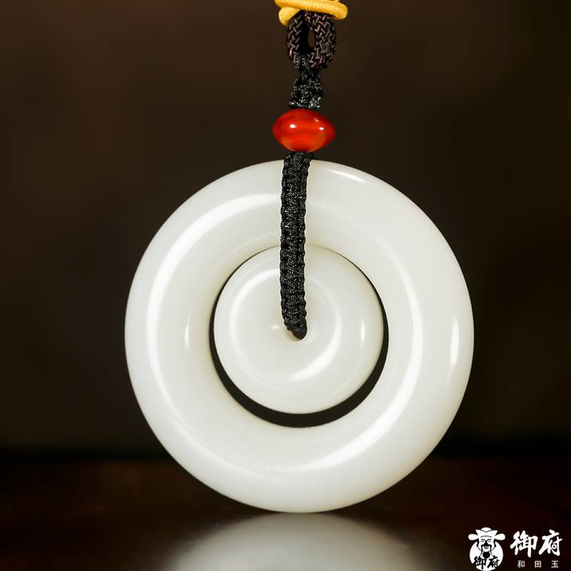 新疆和田玉白玉籽玉吊坠 子母扣 69.2克