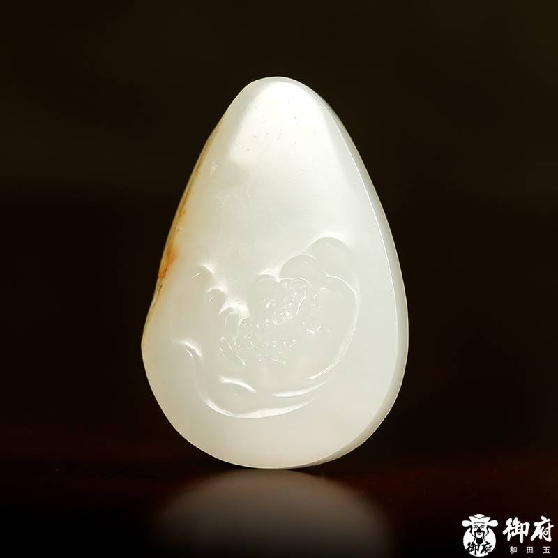 新疆和田玉灑金皮白玉籽玉掛件 榮華富貴19.2克