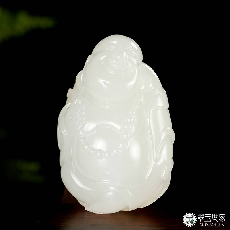 新疆和田玉白玉籽玉挂件 弥勒