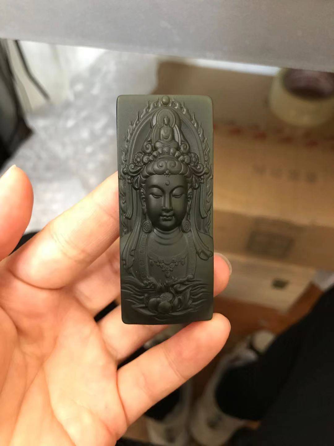 新疆和田玉青玉籽玉玉牌 观音 45克