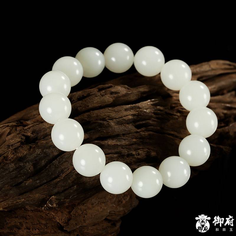 新疆和田玉白玉籽玉圓珠手串 80克 圖片4