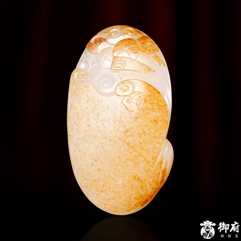 新疆和田玉黃皮白玉籽玉玉牌 財神 76克 圖片3