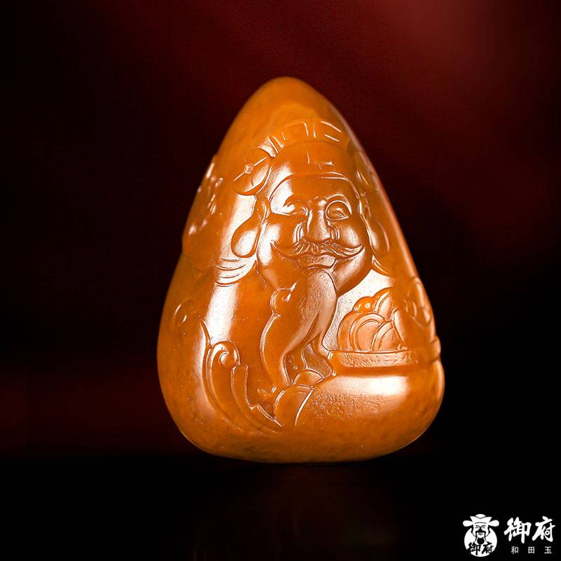 新疆和田玉黃沁籽玉掛件 財神 39克 圖片3
