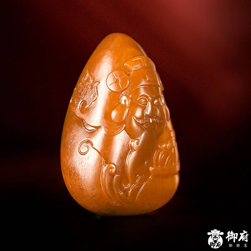 新疆和田玉黃沁籽玉掛件 財神 39克 圖片4