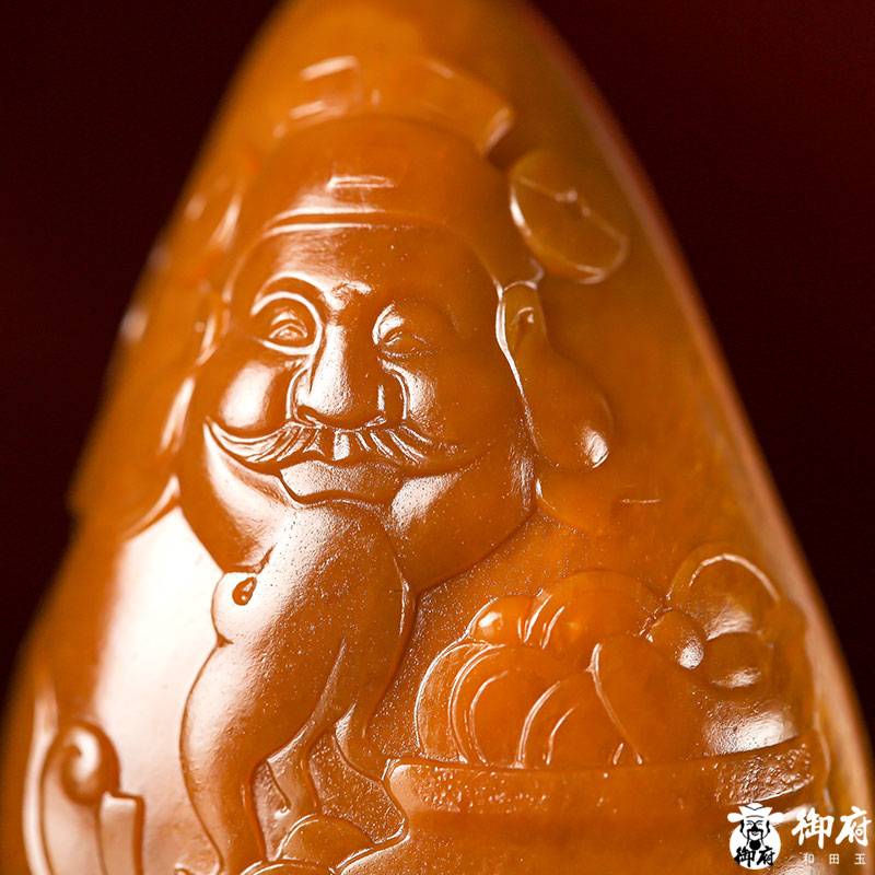 新疆和田玉黃沁籽玉掛件 財神 39克 圖片5