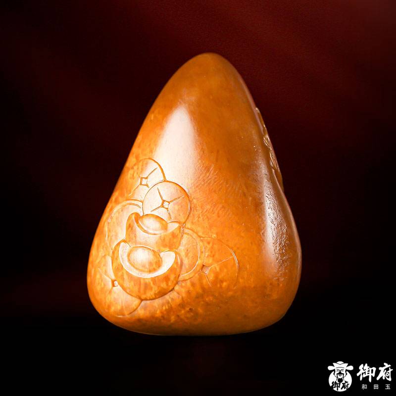 新疆和田玉黃沁籽玉掛件 財神 39克 圖片6