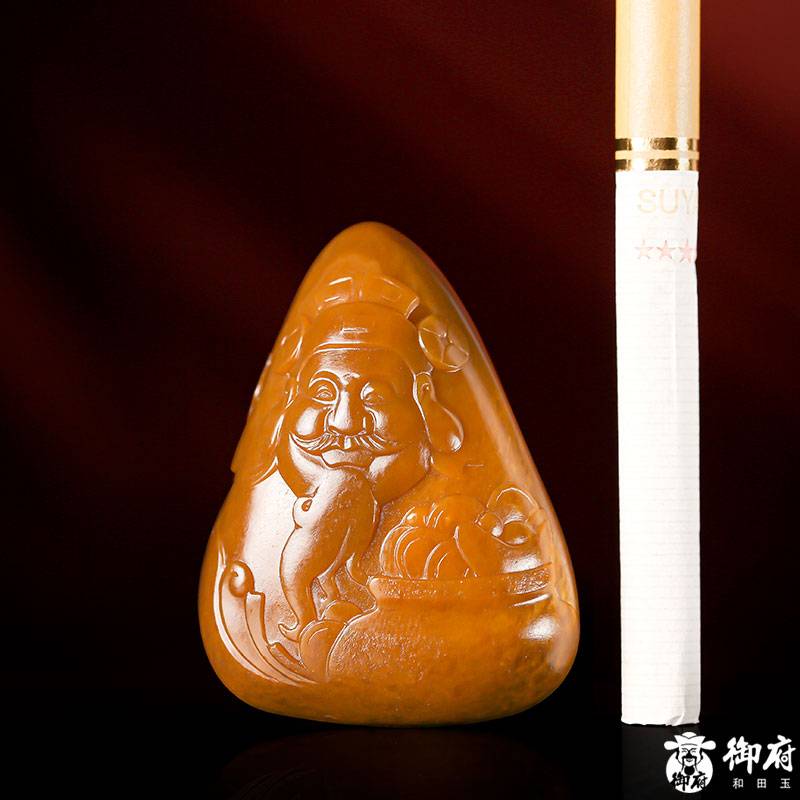 新疆和田玉黃沁籽玉掛件 財神 39克 圖片8