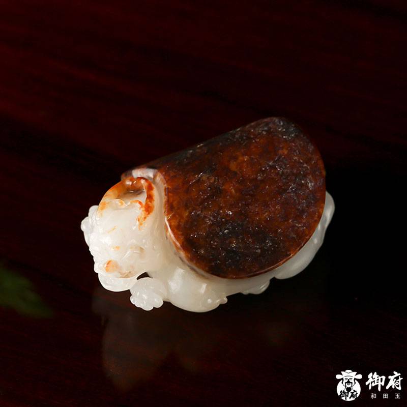 新疆和田玉棗紅皮白玉籽玉掛件 龍龜 21.7克 圖片8