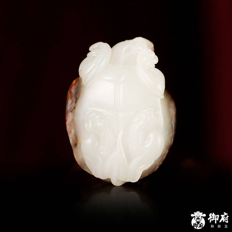 新疆和田玉棗紅皮白玉籽玉掛件 龍龜 21.7克 圖片4