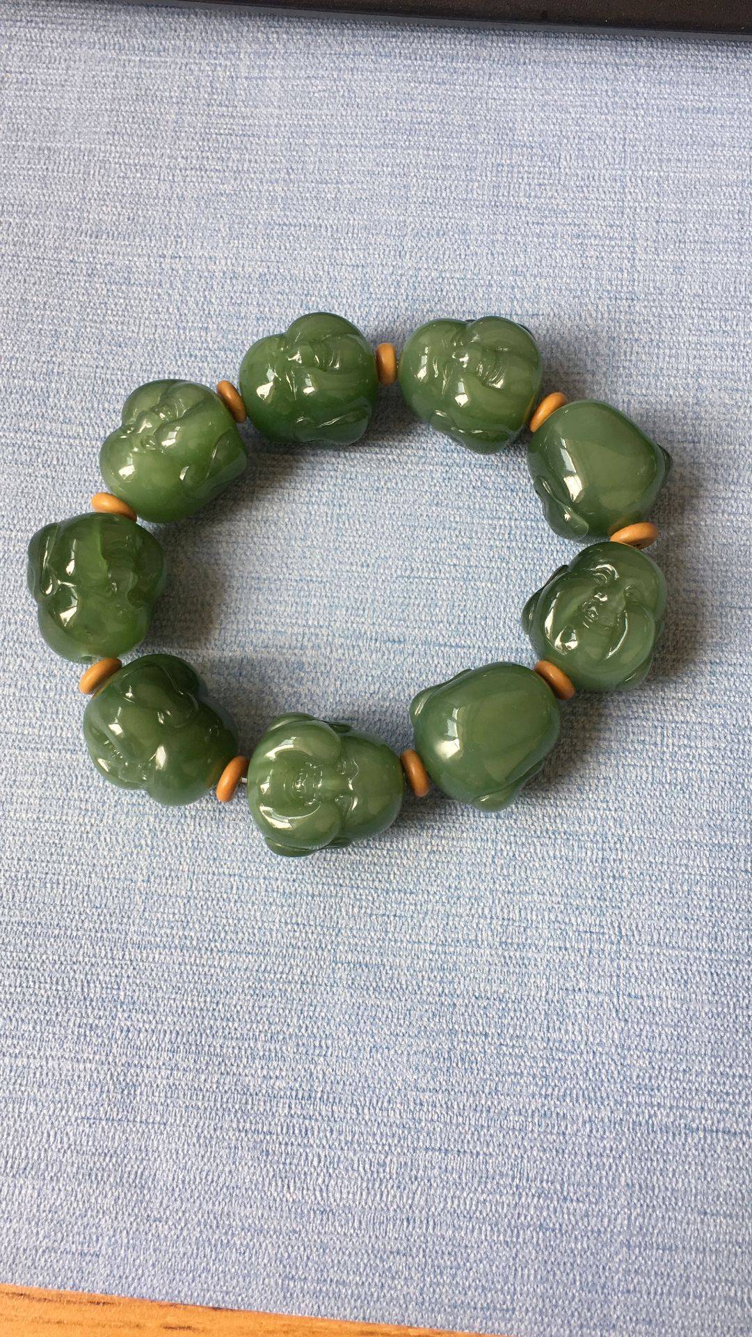 俄羅斯碧玉手鏈 佛頭 106.6克