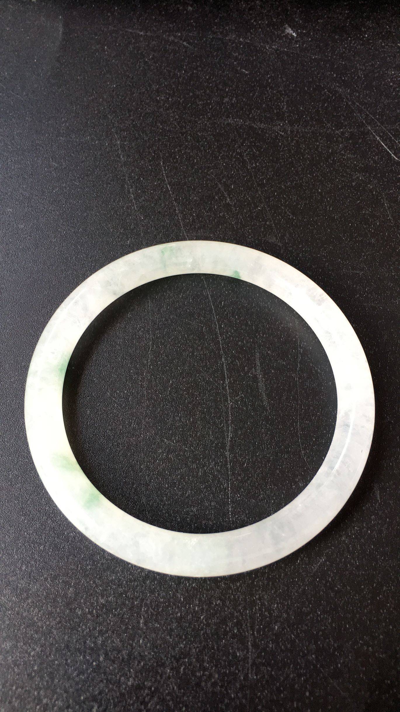 缅甸天然A货冰糯种飘花细圆条手镯 内径55mm 缩略图1
