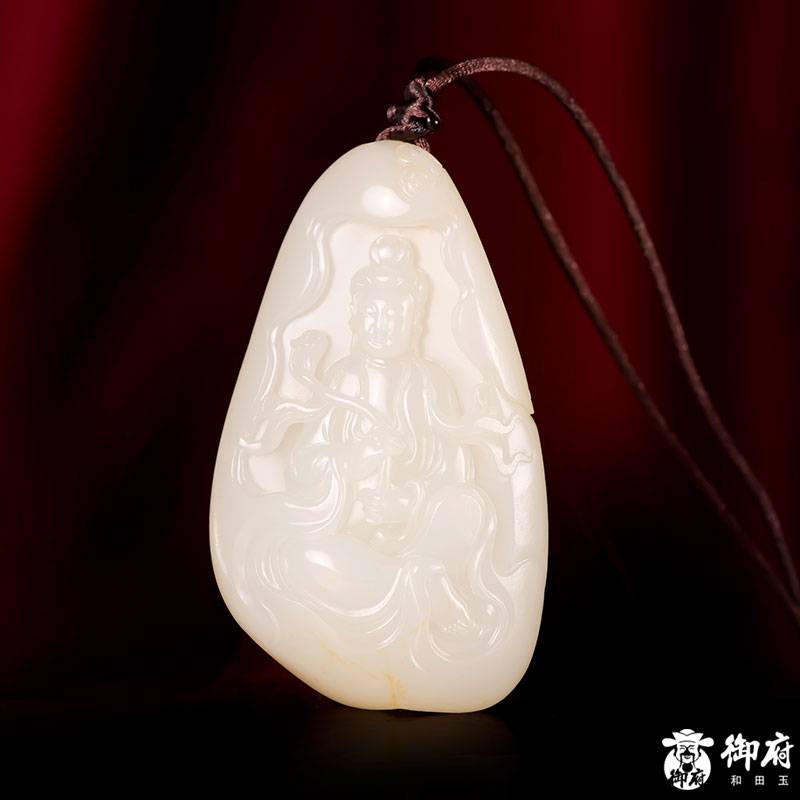 新疆和田玉白玉籽玉掛件 如意觀音 50克