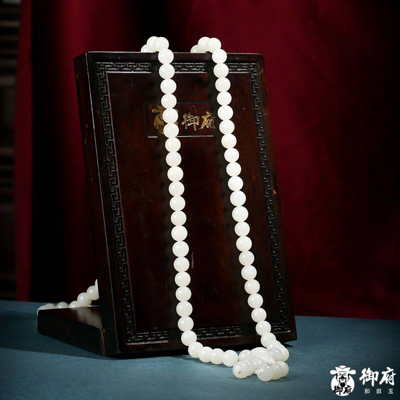 新疆和田玉白玉籽玉圓珠108珠 福氣滿滿 182克 圖片7