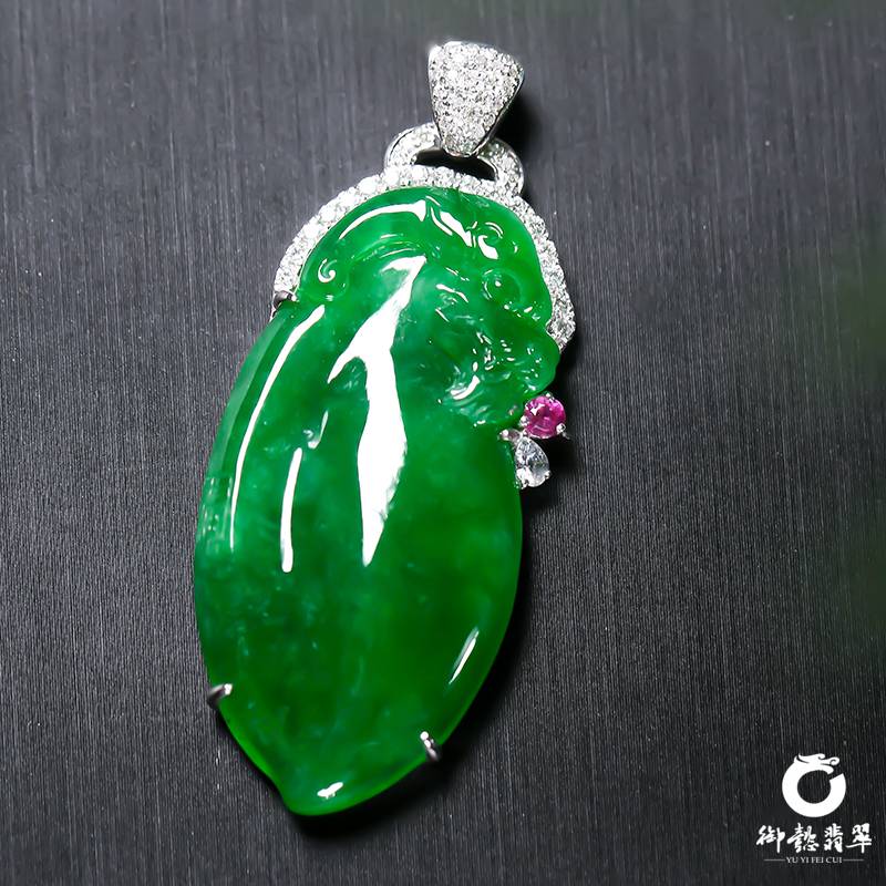 緬甸翡翠A貨 18k金鉆鑲 吊墜 10.1克 圖片2