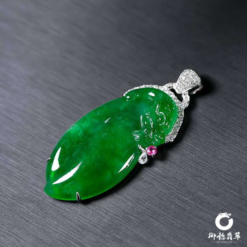 緬甸翡翠A貨 18k金鉆鑲 吊墜 10.1克 圖片3