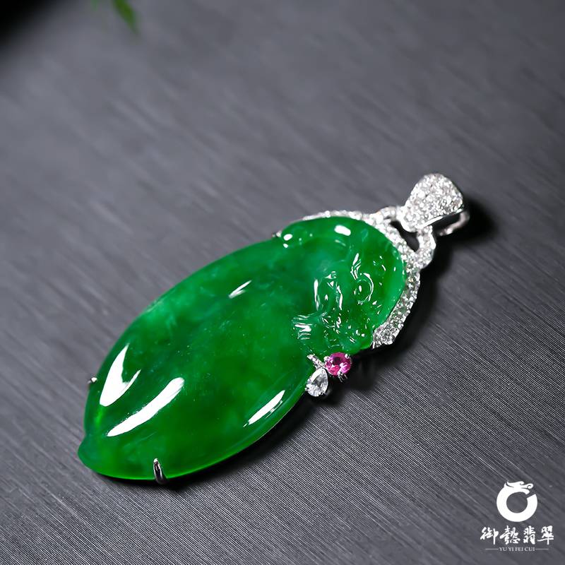 緬甸翡翠A貨 18k金鉆鑲 吊墜 10.1克 圖片4