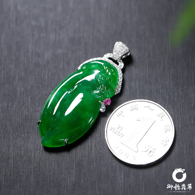 緬甸翡翠A貨 18k金鉆鑲 吊墜 10.1克 圖片6