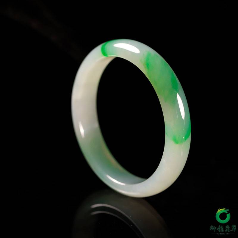 緬甸翡翠A貨冰種飄花手鐲 42.2克 內(nèi)徑54.5mm 圖片2