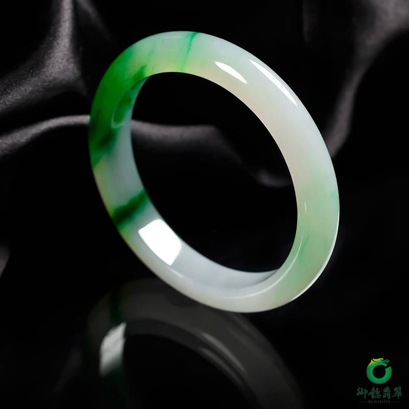 緬甸翡翠A貨冰種飄綠手鐲 54mm 43.4克 圖片5