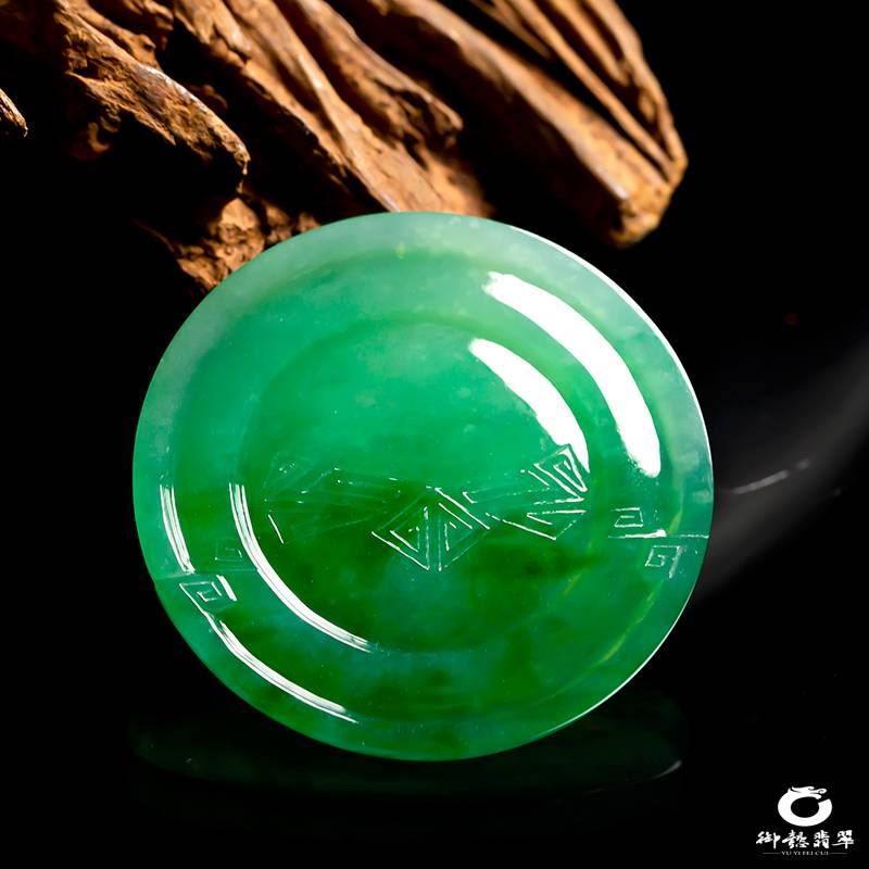 緬甸翡翠A貨糯冰種滿綠掛件 山水泛舟 17.5克 圖片5