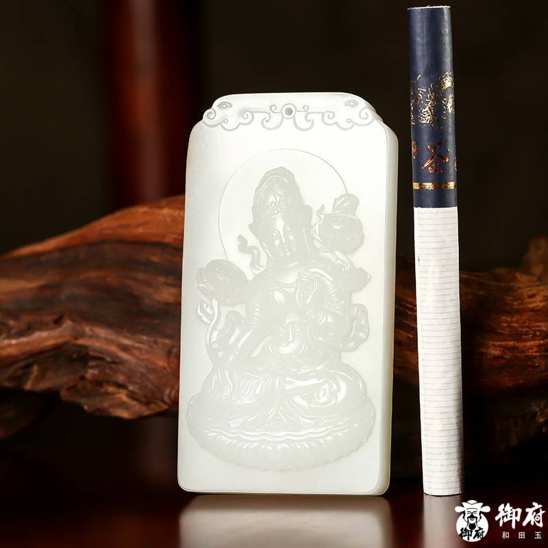 新疆和田白玉籽玉玉牌 白度母 72克 圖片3