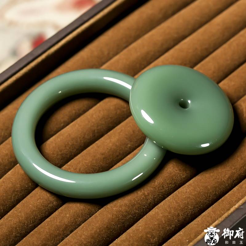 和田碧玉（俄碧）鴨蛋青 手鐲 平安扣 套裝（71.2克/82.8克） 圖片8