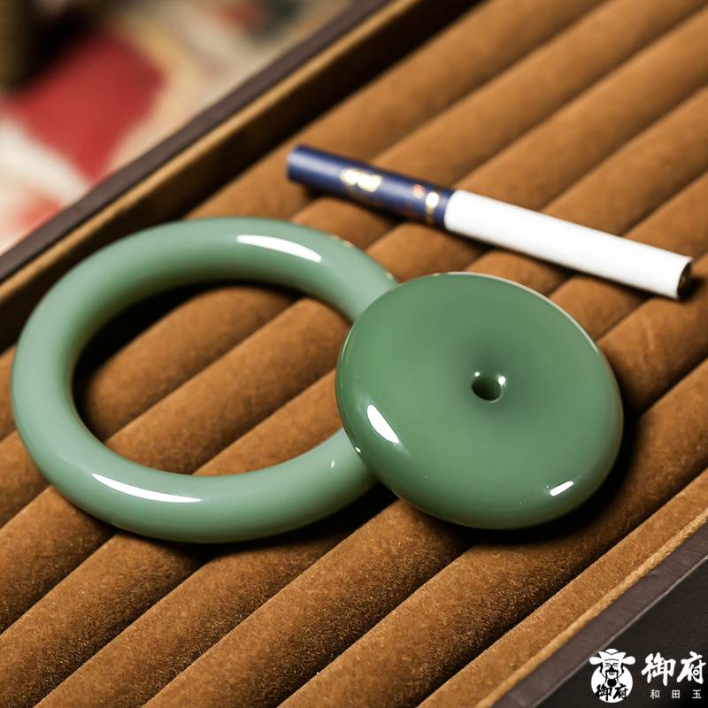 和田碧玉（俄碧）鴨蛋青 手鐲 平安扣 套裝（71.2克/82.8克） 圖片5