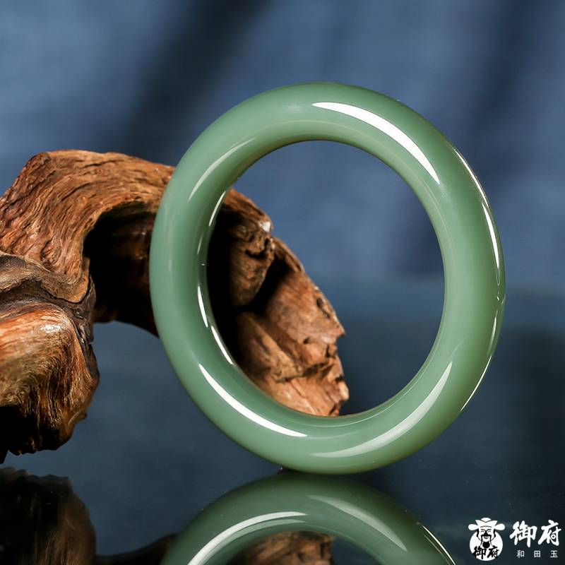 和田碧玉（俄碧）鴨蛋青 手鐲 平安扣 套裝（71.2克/82.8克） 圖片4